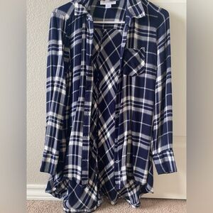 Motherhood Navy and White Plaid Shirt